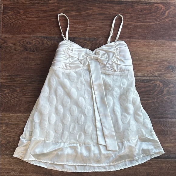 Ivory Tank Top with Bow | Baby Doll Style Tank Top | White Tank Top | - Picture 1 of 8